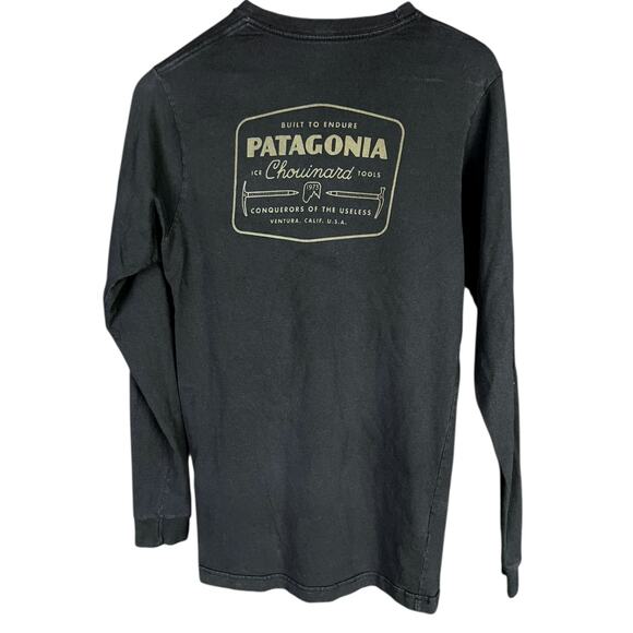 Men's Patagonia Chouinard Ice Tools Logo L/S Dark Gray T-Shirt - Size S - Rare - Picture 1 of 4